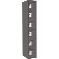 Clean Line Lockerette, 6 -tier, 12" x 18" x 72", Steel, Charcoal, Rivet (Assembled) FMT Sales Ltd