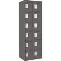 Clean Line Lockerette, 6 -tier, Bank of 2, 24" x 18" x 72", Steel, Charcoal, Rivet (Assembled) FMT Sales Ltd