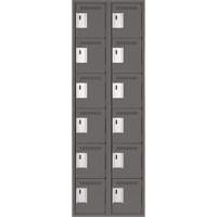 Clean Line Lockerette, 6 -tier, Bank of 2, 24" x 18" x 72", Steel, Charcoal, Rivet (Assembled) FMT Sales Ltd