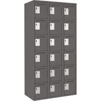Clean Line Lockerette, 6 -tier, Bank of 3, 36" x 18" x 72", Steel, Charcoal, Rivet (Assembled) FMT Sales Ltd