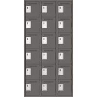 Clean Line Lockerette, 6 -tier, Bank of 3, 36" x 18" x 72", Steel, Charcoal, Rivet (Assembled) FMT Sales Ltd