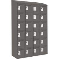 Clean Line Lockerette, 6 -tier, Bank of 4, 48" x 18" x 78", Steel, Charcoal, Rivet (Assembled) FMT Sales Ltd