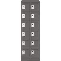 Clean Line Lockerette, 6 -tier, Bank of 2, 24" x 18" x 82", Steel, Charcoal, Rivet (Assembled) FMT Sales Ltd