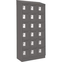 Clean Line Lockerette, 6 -tier, Bank of 3, 36" x 18" x 82", Steel, Charcoal, Rivet (Assembled) FMT Sales Ltd