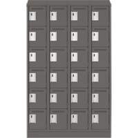 Clean Line Lockerette, 6 -tier, Bank of 4, 48" x 18" x 82", Steel, Charcoal, Rivet (Assembled) FMT Sales Ltd