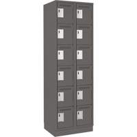 Clean Line Lockerette, 6 -tier, Bank of 2, 24" x 18" x 76", Steel, Charcoal, Rivet (Assembled) FMT Sales Ltd