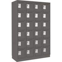 Clean Line Lockerette, 6 -tier, Bank of 4, 48" x 18" x 76", Steel, Charcoal, Rivet (Assembled) FMT Sales Ltd