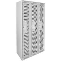 Clean Line Lockers, Bank of 3, 36" x 15" x 72", Steel, Grey, Rivet (Assembled), Perforated FMT Sales Ltd