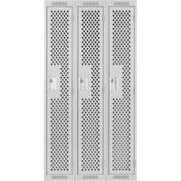 Clean Line Lockers, Bank of 3, 36" x 15" x 72", Steel, Grey, Rivet (Assembled), Perforated FMT Sales Ltd