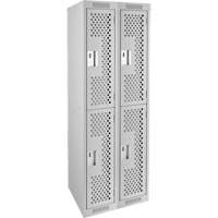 Clean Line Lockers, 2 -tier, Bank of 2, 24" x 15" x 72", Steel, Grey, Rivet (Assembled), Perforated FMT Sales Ltd
