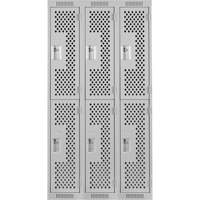 Clean Line Lockers, 2 -tier, Bank of 3, 36" x 15" x 72", Steel, Grey, Rivet (Assembled), Perforated FMT Sales Ltd