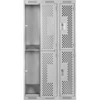 Clean Line Lockers, 2 -tier, Bank of 3, 36" x 15" x 72", Steel, Grey, Rivet (Assembled), Perforated FMT Sales Ltd
