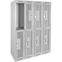 Clean Line Lockers, 2 -tier, Bank of 4, 48" x 15" x 72", Steel, Grey, Rivet (Assembled), Perforated FMT Sales Ltd