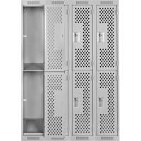 Clean Line Lockers, 2 -tier, Bank of 4, 48" x 15" x 72", Steel, Grey, Rivet (Assembled), Perforated FMT Sales Ltd