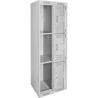 Casiers Clean Line, 3 niveaux, Bloc de 2, 24" x 12" x 72", Acier, Gris, Rivet (assembl&eacute;), Perfor&eacute; FMT Sales Ltd