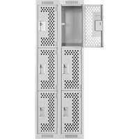 Casiers Clean Line, 3 niveaux, Bloc de 2, 24" x 12" x 72", Acier, Gris, Rivet (assembl&eacute;), Perfor&eacute; FMT Sales Ltd