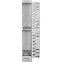 Casiers Clean Line, 2 niveaux, 12" x 18" x 76", Acier, Gris, Rivet (assembl&eacute;), Perfor&eacute; FMT Sales Ltd