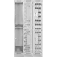 Clean Line Lockers, 2 -tier, Bank of 3, 36" x 15" x 76", Steel, Grey, Rivet (Assembled), Perforated FMT Sales Ltd