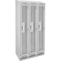 Clean Line Lockers, Bank of 3, 36" x 12" x 82", Steel, Grey, Rivet (Assembled), Perforated FMT Sales Ltd