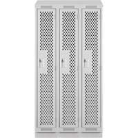 Clean Line Lockers, Bank of 3, 36" x 12" x 82", Steel, Grey, Rivet (Assembled), Perforated FMT Sales Ltd