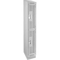 Casiers Clean Line, 2 niveaux, 12" x 12" x 82", Acier, Gris, Rivet (assembl&eacute;), Perfor&eacute; FMT Sales Ltd