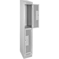 Casiers Clean Line, 2 niveaux, 12" x 12" x 82", Acier, Gris, Rivet (assembl&eacute;), Perfor&eacute; FMT Sales Ltd