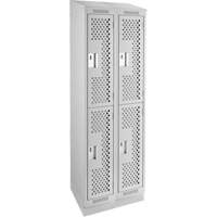 Casiers Clean Line, 2 niveaux, Bloc de 2, 24" x 18" x 82", Acier, Gris, Rivet (assembl&eacute;), Perfor&eacute; FMT Sales Ltd