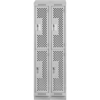 Casiers Clean Line, 2 niveaux, Bloc de 2, 24" x 18" x 82", Acier, Gris, Rivet (assembl&eacute;), Perfor&eacute; FMT Sales Ltd