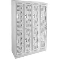 Casiers Clean Line, 2 niveaux, Bloc de 4, 48" x 12" x 82", Acier, Gris, Rivet (assembl&eacute;), Perfor&eacute; FMT Sales Ltd