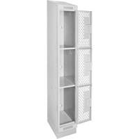 Casiers Clean Line, 3 niveaux, 12" x 18" x 82", Acier, Gris, Rivet (assembl&eacute;), Perfor&eacute; FMT Sales Ltd