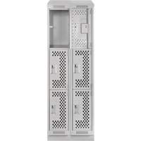 Clean Line Lockers, 3 -tier, Bank of 2, 24" x 18" x 82", Steel, Grey, Rivet (Assembled), Perforated FMT Sales Ltd
