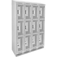 Casiers Clean Line, 3 niveaux, Bloc de 4, 48" x 18" x 82", Acier, Gris, Rivet (assembl&eacute;), Perfor&eacute; FMT Sales Ltd