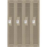 Clean Line Lockers, Bank of 4, 48" x 15" x 72", Steel, Beige, Rivet (Assembled), Perforated FMT Sales Ltd