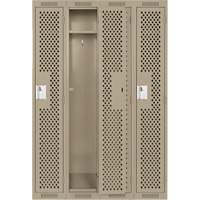 Clean Line Lockers, Bank of 4, 48" x 15" x 72", Steel, Beige, Rivet (Assembled), Perforated FMT Sales Ltd