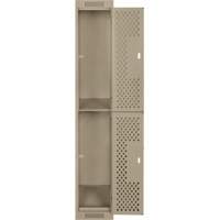 Clean Line Lockers, 2 -tier, 12" x 12" x 72", Steel, Beige, Rivet (Assembled), Perforated FMT Sales Ltd