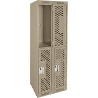 Clean Line Lockers, 2 -tier, Bank of 2, 24" x 15" x 72", Steel, Beige, Rivet (Assembled), Perforated FMT Sales Ltd