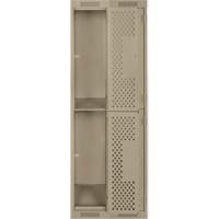 Clean Line Lockers, 2 -tier, Bank of 2, 24" x 15" x 72", Steel, Beige, Rivet (Assembled), Perforated FMT Sales Ltd