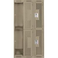 Clean Line Lockers, 2 -tier, Bank of 3, 36" x 15" x 72", Steel, Beige, Rivet (Assembled), Perforated FMT Sales Ltd