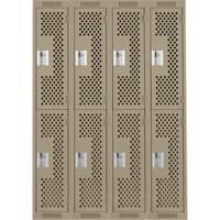 Clean Line Lockers, 2 -tier, Bank of 4, 48" x 15" x 72", Steel, Beige, Rivet (Assembled), Perforated FMT Sales Ltd