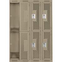 Clean Line Lockers, 2 -tier, Bank of 4, 48" x 15" x 72", Steel, Beige, Rivet (Assembled), Perforated FMT Sales Ltd