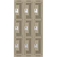Casiers Clean Line, 3 niveaux, Bloc de 3, 36" x 12" x 72", Acier, Beige, Rivet (assembl&eacute;), Perfor&eacute; FMT Sales Ltd