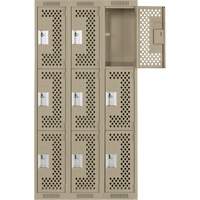 Casiers Clean Line, 3 niveaux, Bloc de 3, 36" x 12" x 72", Acier, Beige, Rivet (assembl&eacute;), Perfor&eacute; FMT Sales Ltd