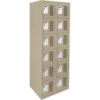 Assembled Lockerettes Clean Line Perforated Economy Lockers, 6 -tier, Bank of 2, 18" x 72" x 12", Steel FMT Sales Ltd