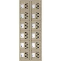 Assembled Lockerettes Clean Line Perforated Economy Lockers, 6 -tier, Bank of 2, 18" x 72" x 12", Steel FMT Sales Ltd