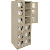 Assembled Lockerettes Clean Line Perforated Economy Lockers, 6 -tier, Bank of 2, 18" x 72" x 12", Steel FMT Sales Ltd