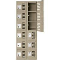 Assembled Lockerettes Clean Line Perforated Economy Lockers, 6 -tier, Bank of 2, 18" x 72" x 12", Steel FMT Sales Ltd