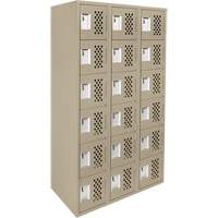 Assembled Lockerettes Clean Line Perforated Economy Lockers, 6 -tier, Bank of 3, 18" x 72" x 12", Steel FMT Sales Ltd