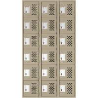 Assembled Lockerettes Clean Line Perforated Economy Lockers, 6 -tier, Bank of 3, 18" x 72" x 12", Steel FMT Sales Ltd