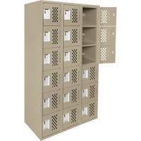 Assembled Lockerettes Clean Line Perforated Economy Lockers, 6 -tier, Bank of 3, 18" x 72" x 12", Steel FMT Sales Ltd