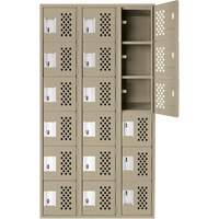 Assembled Lockerettes Clean Line Perforated Economy Lockers, 6 -tier, Bank of 3, 18" x 72" x 12", Steel FMT Sales Ltd